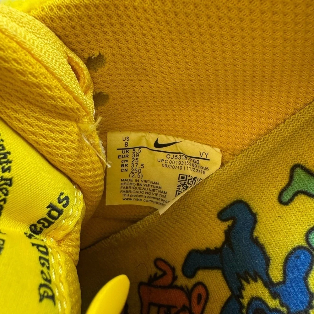 Nike Sb Dunk Low Grateful Dead Bears Opti Yellow Size 8